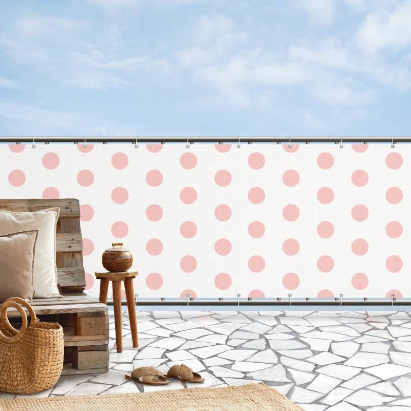 Balkon Sichtschutz Punkte in Blass Pink