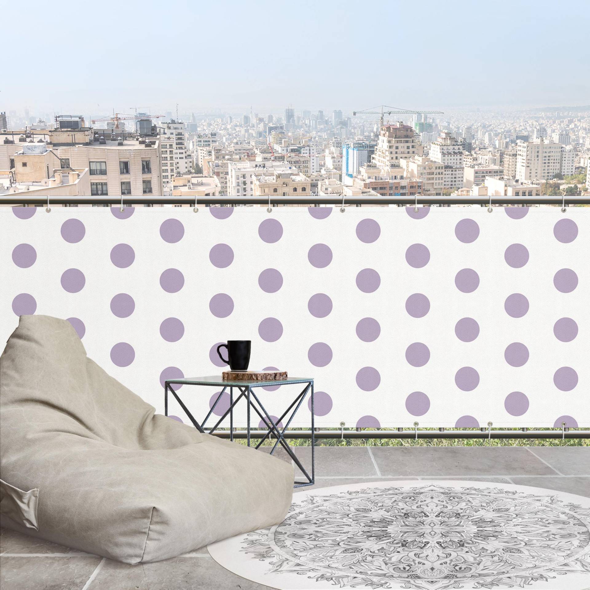 Balkon Sichtschutz Punkte in Lavendel