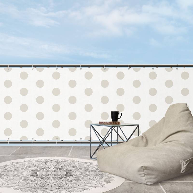 Balkon Sichtschutz Punkte in Meersand