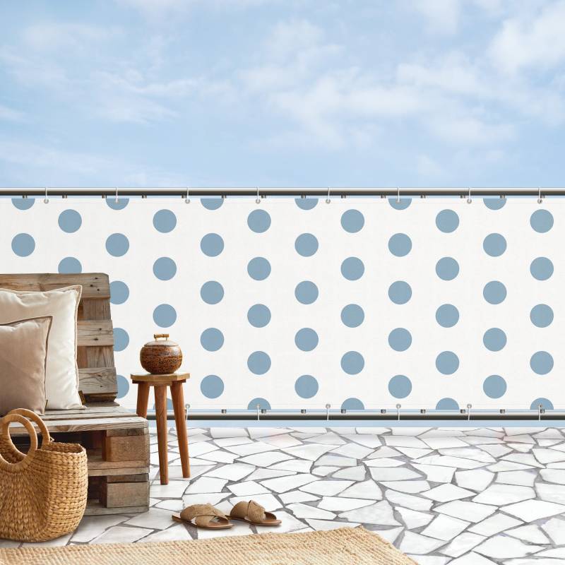 Balkon Sichtschutz Punkte in Pastell Blau