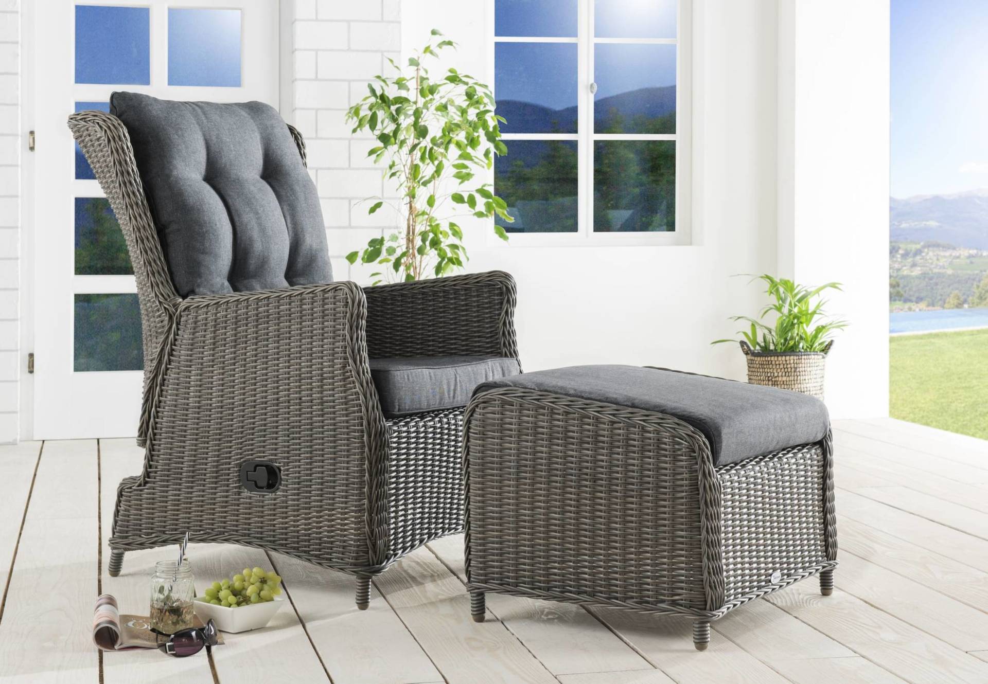 Balkonset CASA RELAX mit Fußhocker CASA Vintage Grau
