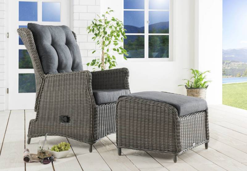 Balkonset CASA RELAX mit Fußhocker CASA Vintage Grau