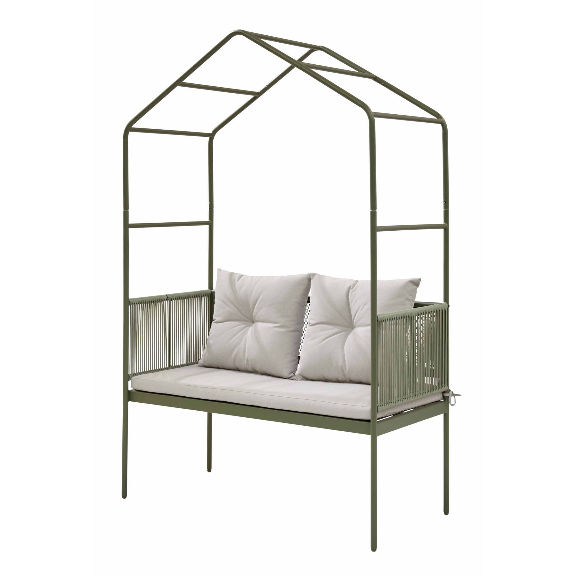 Bank 'Greta' grün/beige 118 x 55 x 178 cm mit Dach Bank 'Greta' grün/beige 118 x 55 x 178 cm mit Dach