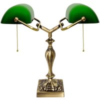 Bankerlampe 42,5 cm 2-flammig E27 Echt-Messing Zugschalter von Ghidini Giovanni Battista