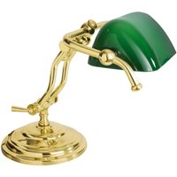 Bankerlampe E14 23 cm in Messing poliert Grün Glas von Ghidini Giovanni Battista