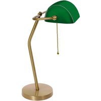 Bankerlampe Grün Bronze H: 47 cm Messing Glas massiv von Ghidini Giovanni Battista