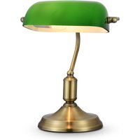 Bankerlampe Metall Glas E27 36 cm in Messing Grün MARC von Maytoni