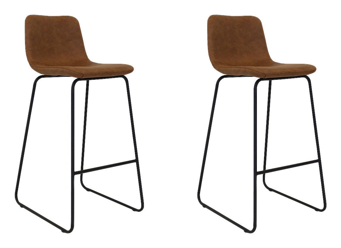 Barhocker-Set Byron Lederoptik ca. 48x102 cm 2er-Set Cognac Barhocker-Set Byron Lederoptik ca. 48x102 cm 2er-Set Cognac