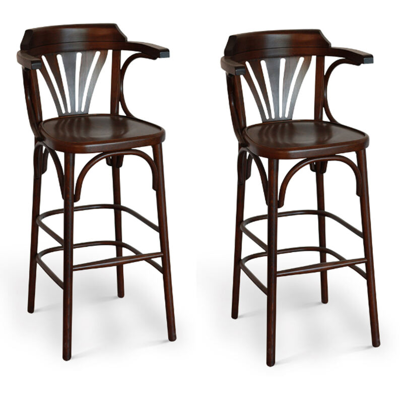Barhocker mit Lehne Holzsitz A56/27-W (2er-Set)