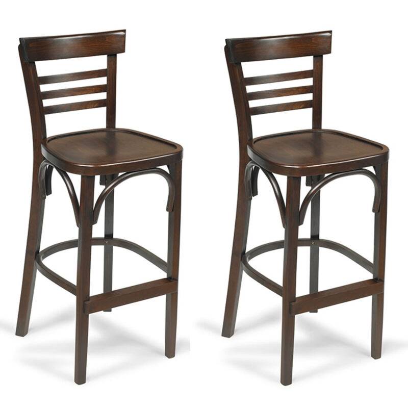 Barhocker mit Lehne aus Holz EPOCA/22 (2er-Set)