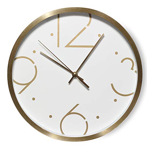 Baroni Home PVC-Wanduhr im modernen Stil, 25 cm, lautlos, große Zahlen, Gold von Baroni Home