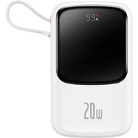 Baseus Qpow Digital Display Power Bank mit Schnellladung 10000 mAh 20 W QC/PD/SCP/FCP mit integriertem Lightning Kabel Weiß Baseus Qpow Digital Display Power Bank mit Schnellladung 10000 mAh 20 W QC/PD/SCP/FCP mit integriertem Lightning Kabel Weiß