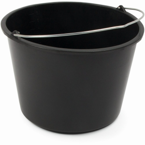 Baueimer, 12 Liter, Stabiler, witterungsbeständiger Kunststoffeimer mit Metallbügel, Farbe: schwarz