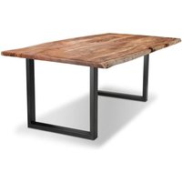 Baumkantentisch 170x90cm Akazie Massivholz/ Gestell Metall schwarz