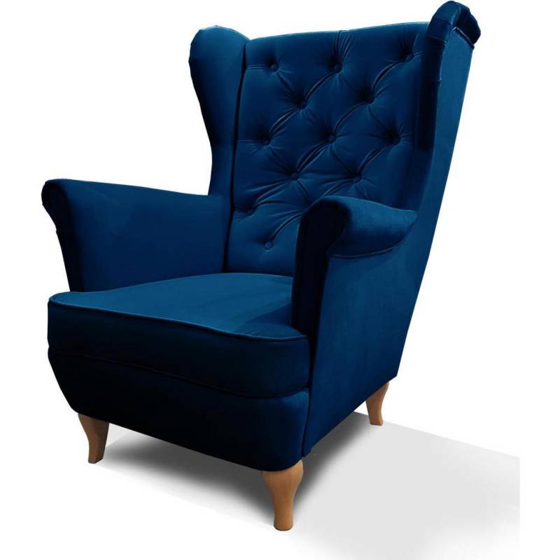 Beautysofa CHESTERFIELD-SESSEL Dunkelblau