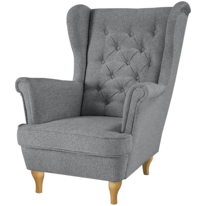 Beautysofa CHESTERFIELD-SESSEL Grau