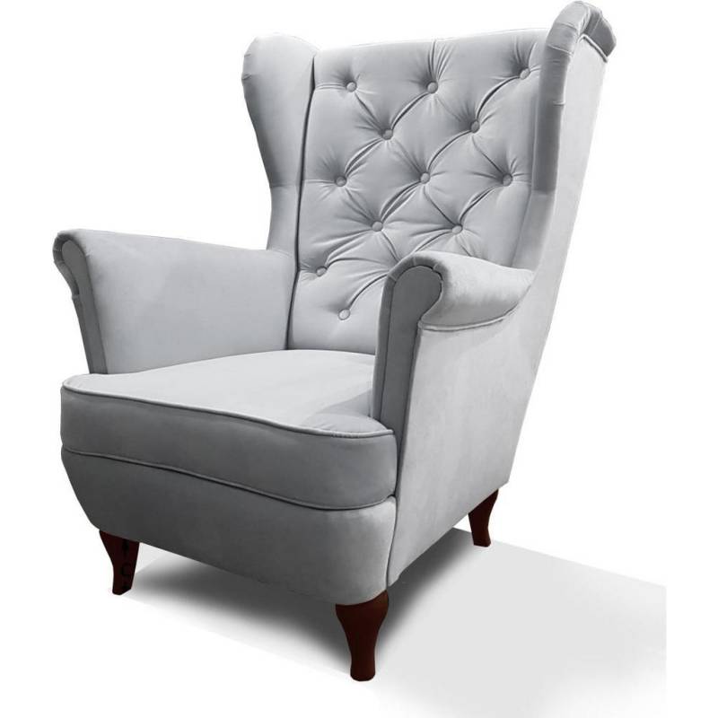 Beautysofa CHESTERFIELD-SESSEL Hellgrau