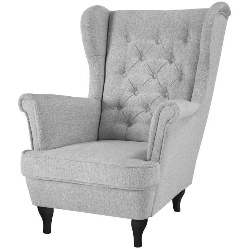 Beautysofa CHESTERFIELD-SESSEL Hellgrau