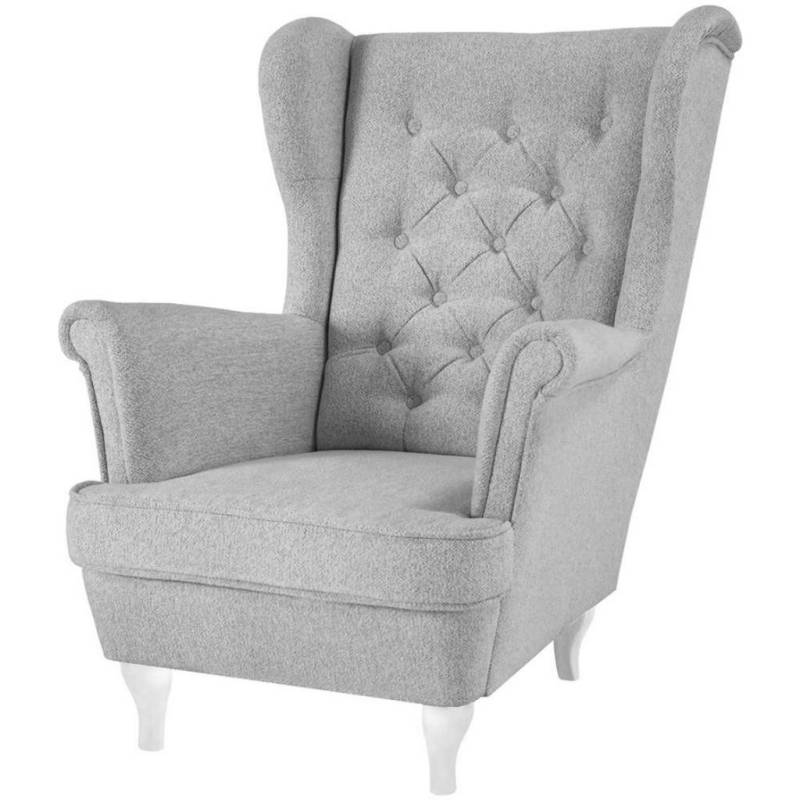 Beautysofa CHESTERFIELD-SESSEL Hellgrau
