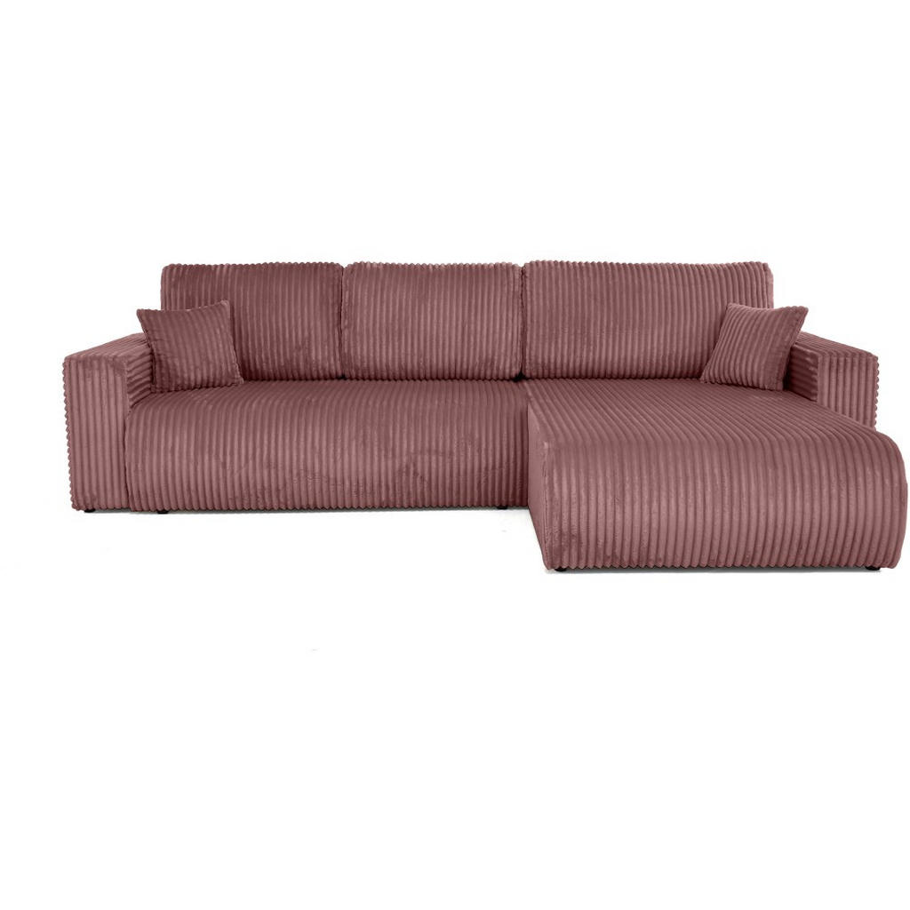 Beautysofa Eckschlafsofa, Rosa, Textil, L-Form,L-Form, 288x190 cm, Wohnzimmer, Sofas & Couches, Wohnlandschaften, Ecksofas von Beautysofa