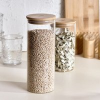 Behälter erle Glas mit Bambusdeckel 1,1 l 992531 von HOMLA