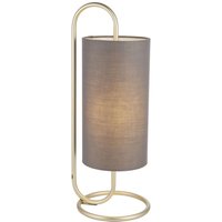 Beistelllampe Stoff Metall 50 cm in Messing antik Grau E27 von Endon