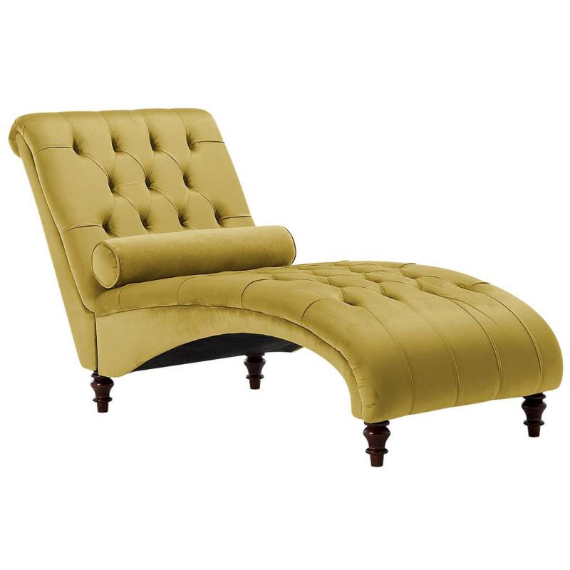 Beliani CHAISELONGUE Dunkelbraun, Gelb