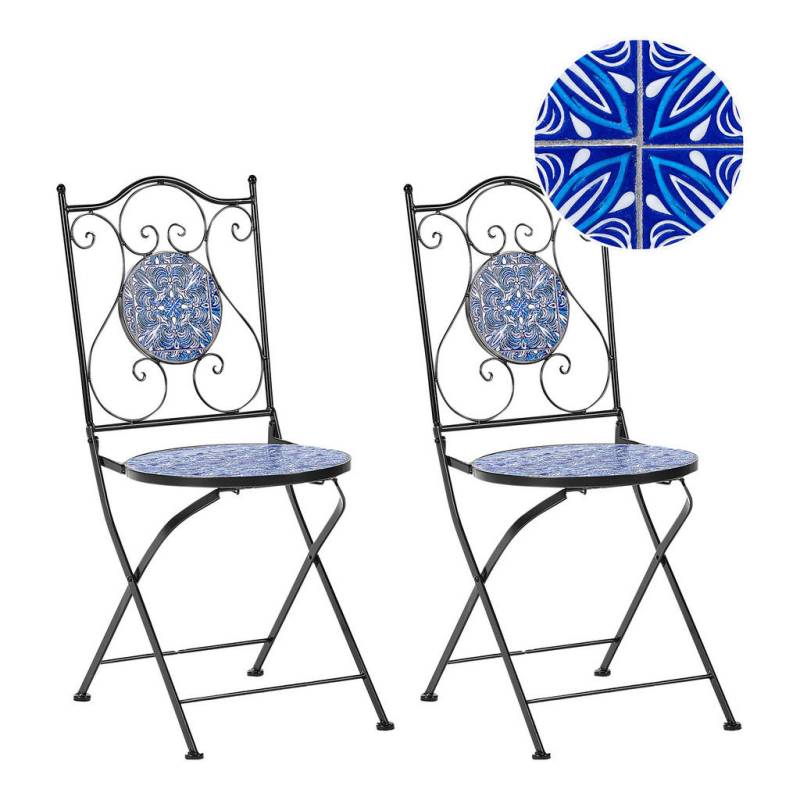Beliani GARTENSTUHL Schwarz, Blau