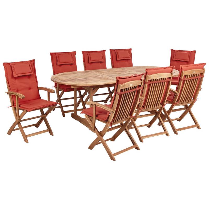 Beliani GARTENTISCH-SET Hellbraun, Rot