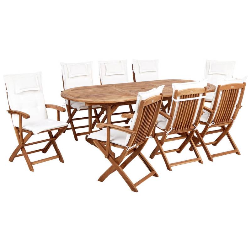 Beliani GARTENTISCH-SET Hellbraun, Weiß