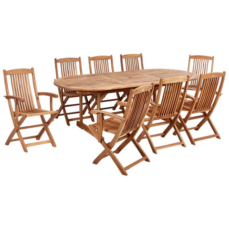 Beliani GARTENTISCH-SET Hellbraun