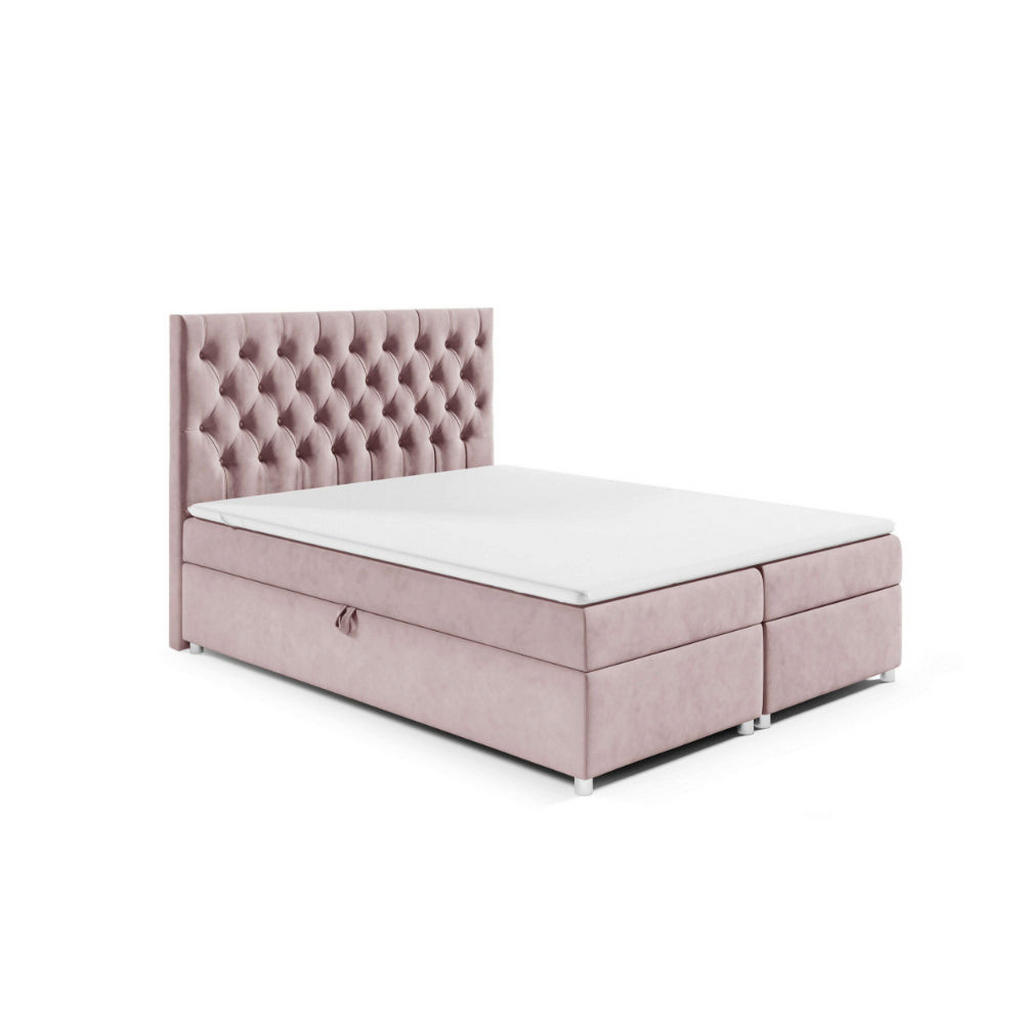 Best For Home Boxbett, Rosa, Textil, Höhe ca. 18 cm, Rechteckig, 140x200 cm, Schlafzimmer, Betten, Boxspringbetten von Best For Home