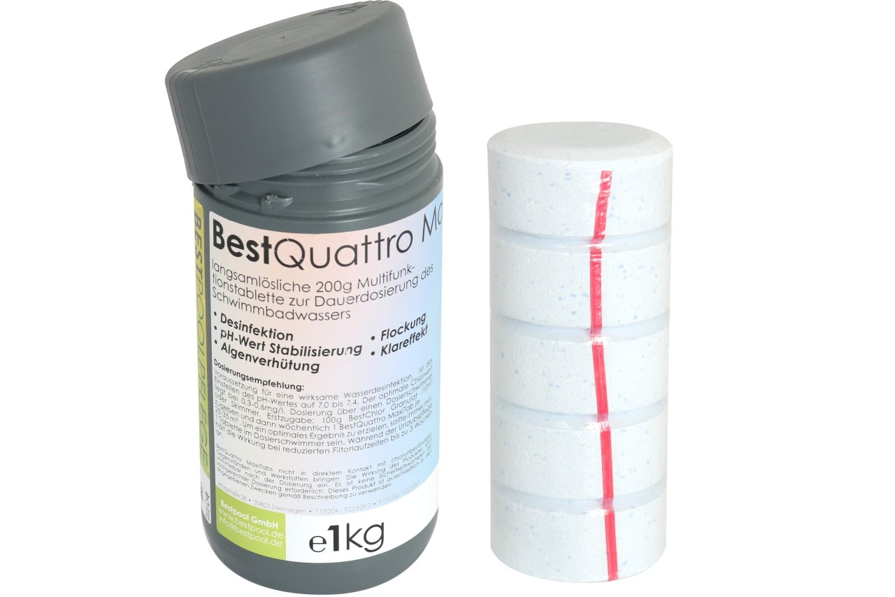 Bestpool Quattro Maxi Tabs 5in1 Multifunktiontabletten 1 kg Dose Poolreinigung