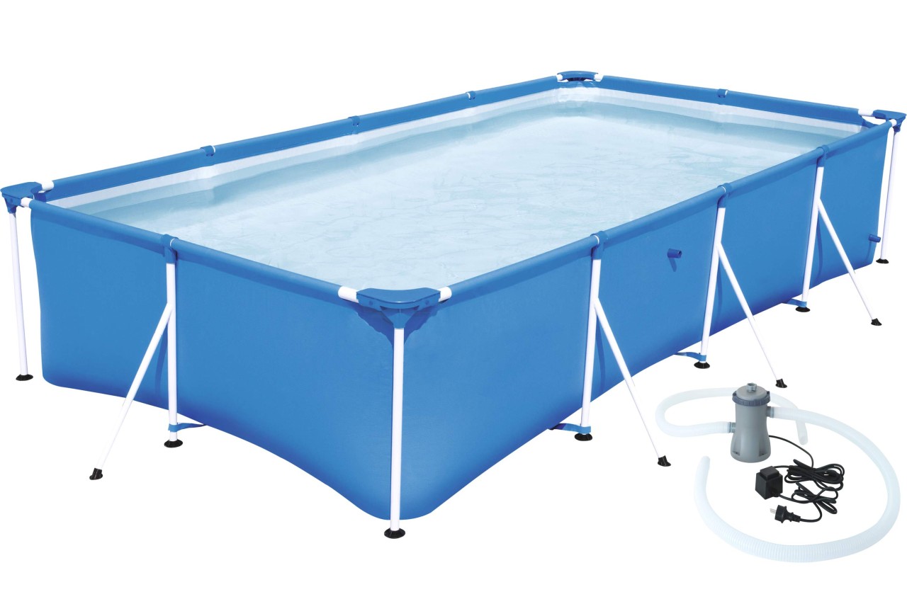 Bestway Frame Pool STEEL PRO eckig  mit Filterpumpe 400 x 211 x 81 cm