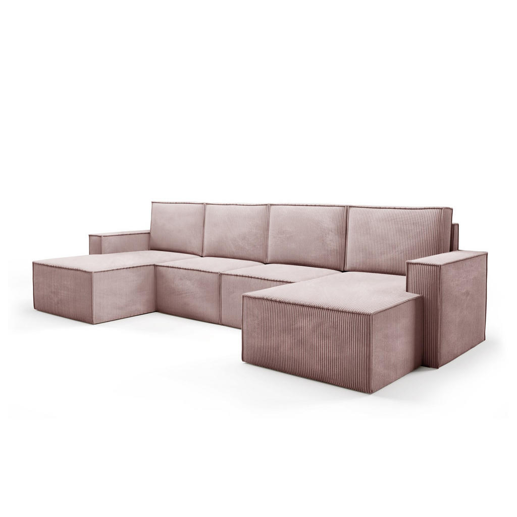 Bettso Wohnlandshaft, Rosa, Holzwerkstoff, Textil, U-Form, 320x93x142 cm, Wohnzimmer, Sofas & Couches, Wohnlandschaften, Wohnlandschaften in U-Form von Bettso