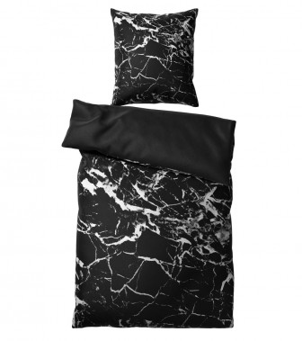 Bettwäsche Marmor Schwarz 135 x 200 cm