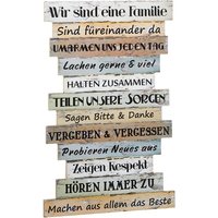 Bild 51x33 FAMILIEN-REGELN Hellgrau / Beige