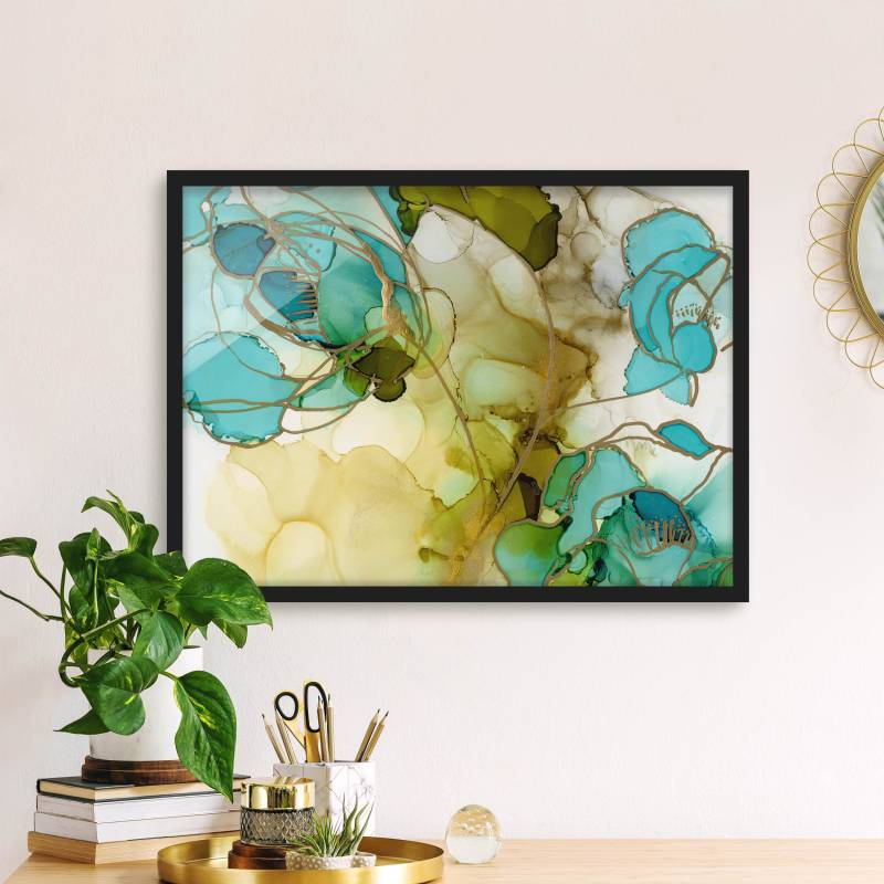 Bild mit Rahmen Blumenfacetten in Aquarell