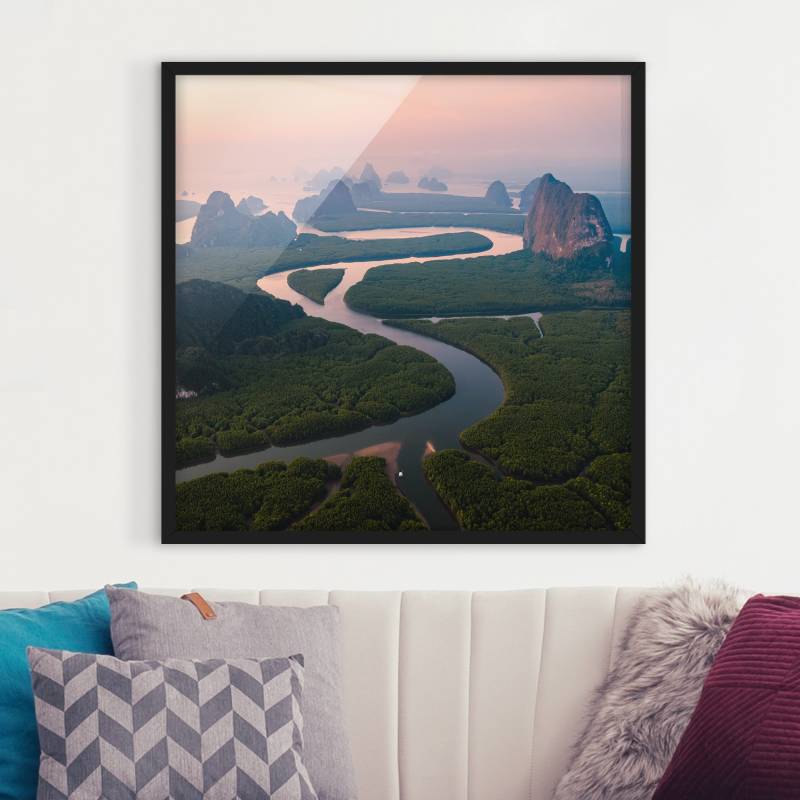 Bild mit Rahmen Flusslandschaft in Thailand