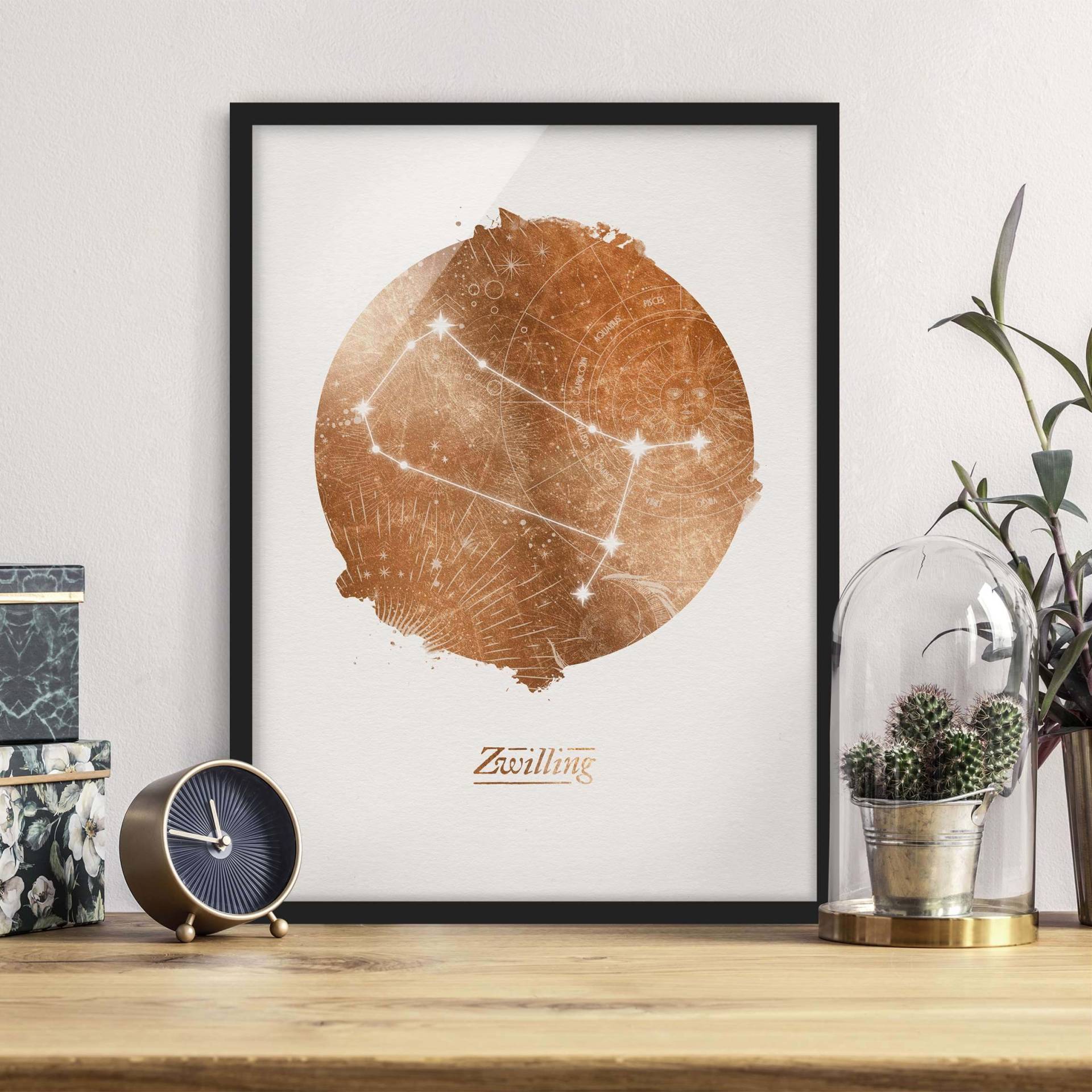 Bild mit Rahmen - Hochformat Sternzeichen Zwilling Gold Bild mit Rahmen - Hochformat Sternzeichen Zwilling Gold