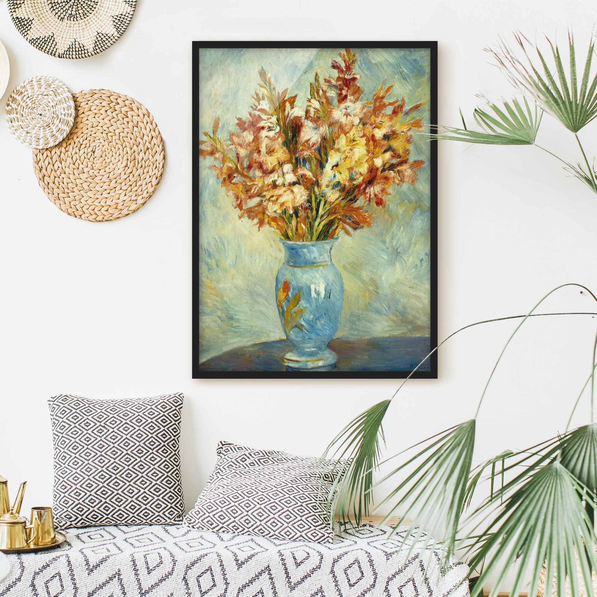 Bild mit Rahmen - Hochformat Auguste Renoir - Gladiolen in Vase