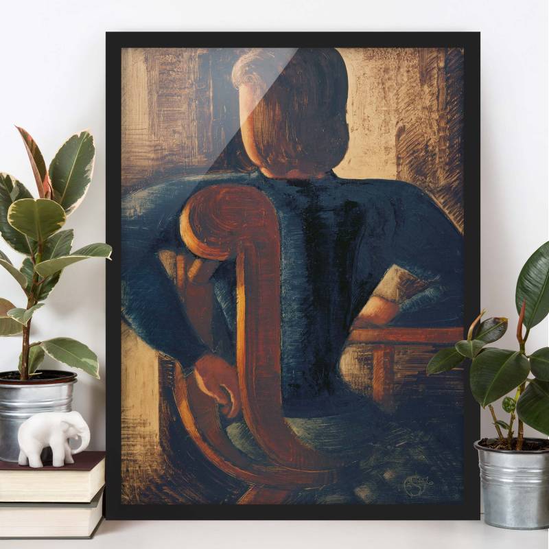 Bild mit Rahmen - Hochformat Oskar Schlemmer - Rücklings Sitzende am Tisch
