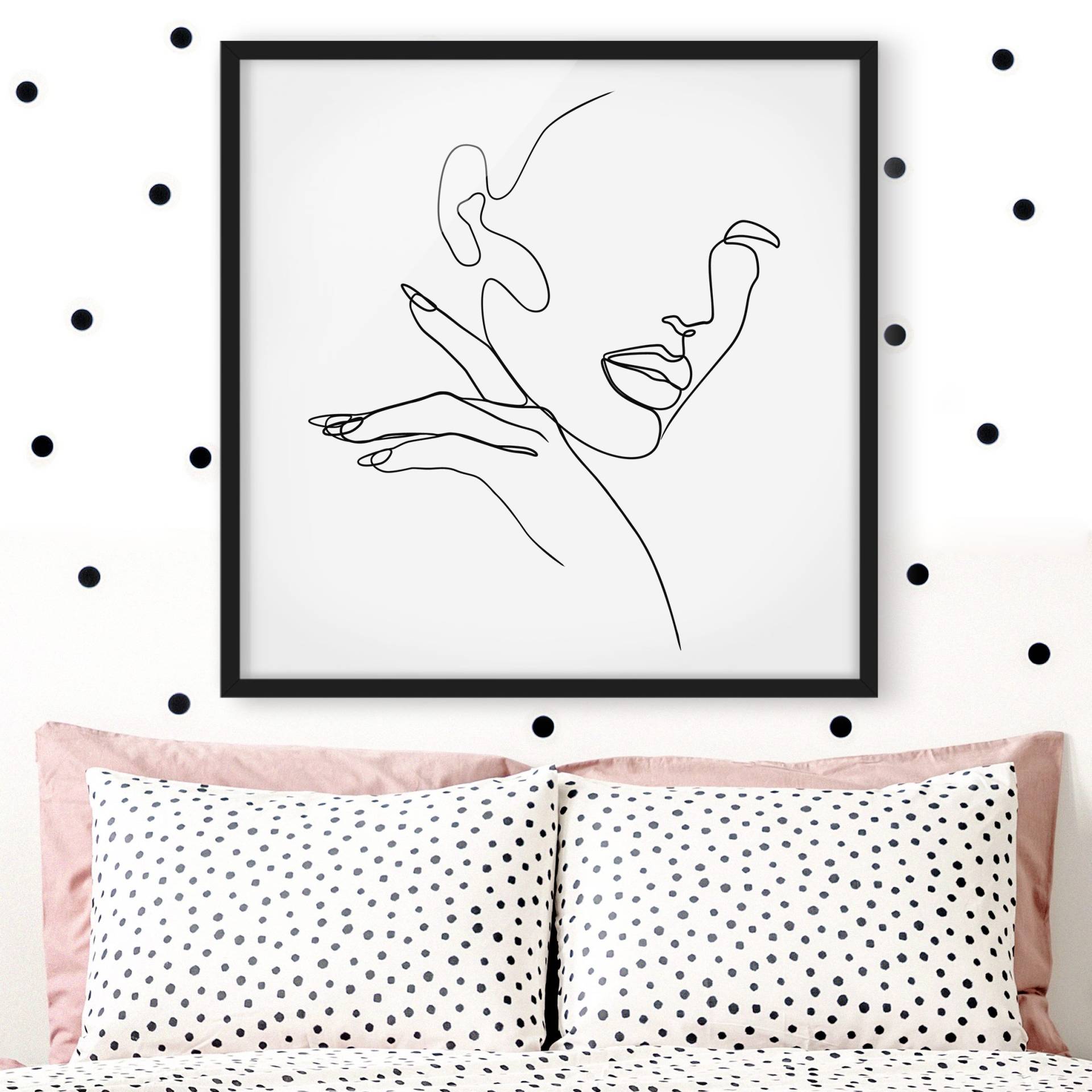 Bild mit Rahmen Line Art Frau Portrait Schwarz Weiß