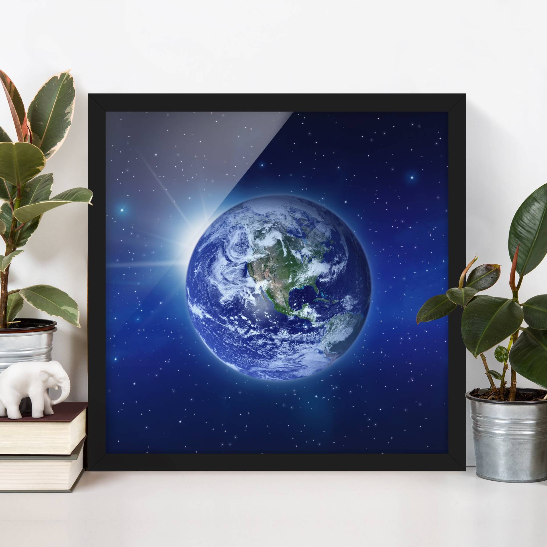 Bild mit Rahmen - Quadrat Erde im Weltall