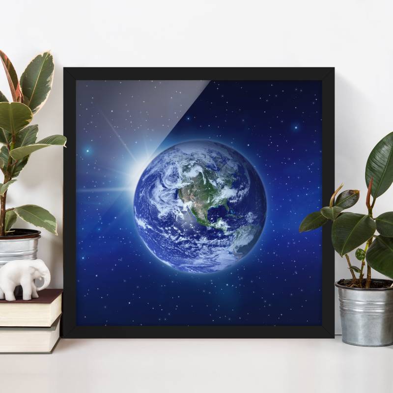 Bild mit Rahmen - Quadrat Erde im Weltall
