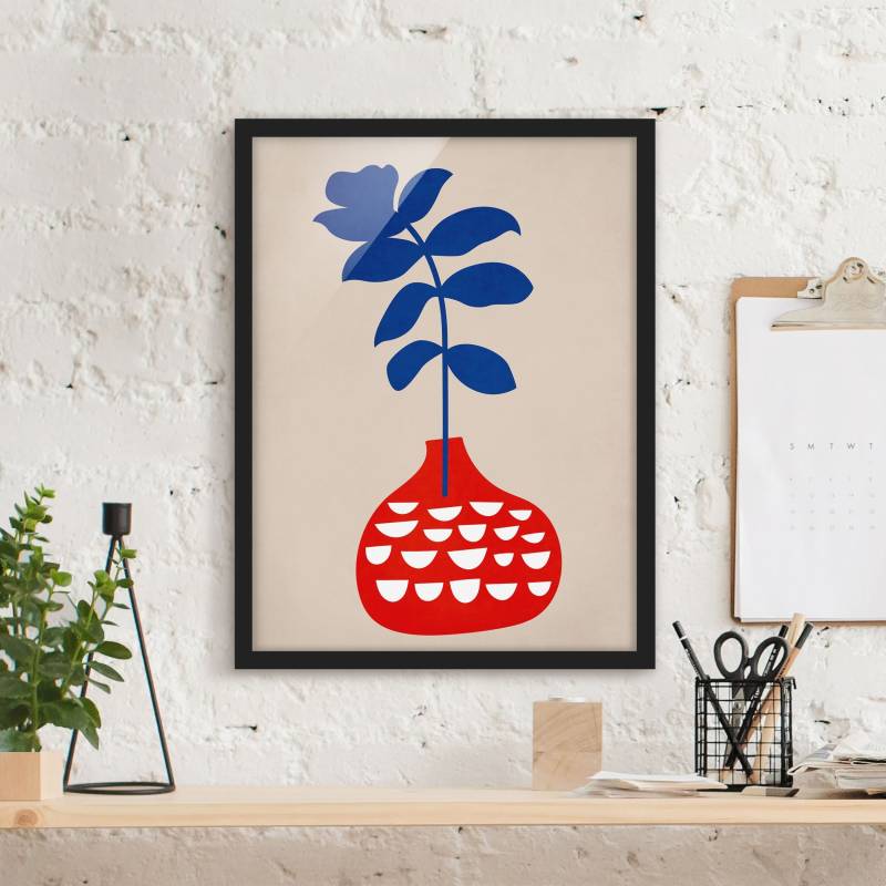 Bild mit Rahmen Rote Blumenvase