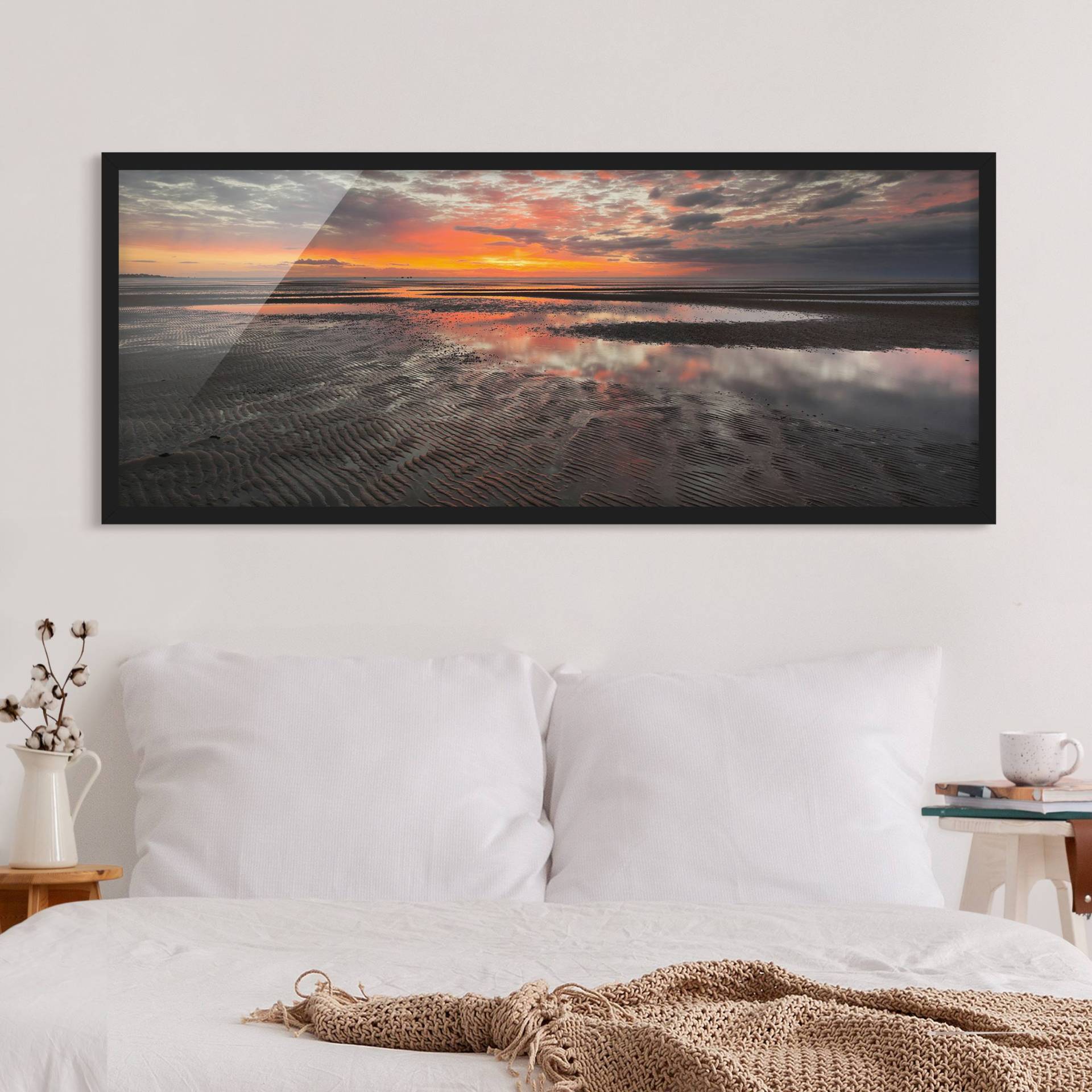 Bild mit Rahmen - Panorama Sonnenaufgang im Watt Bild mit Rahmen - Panorama Sonnenaufgang im Watt