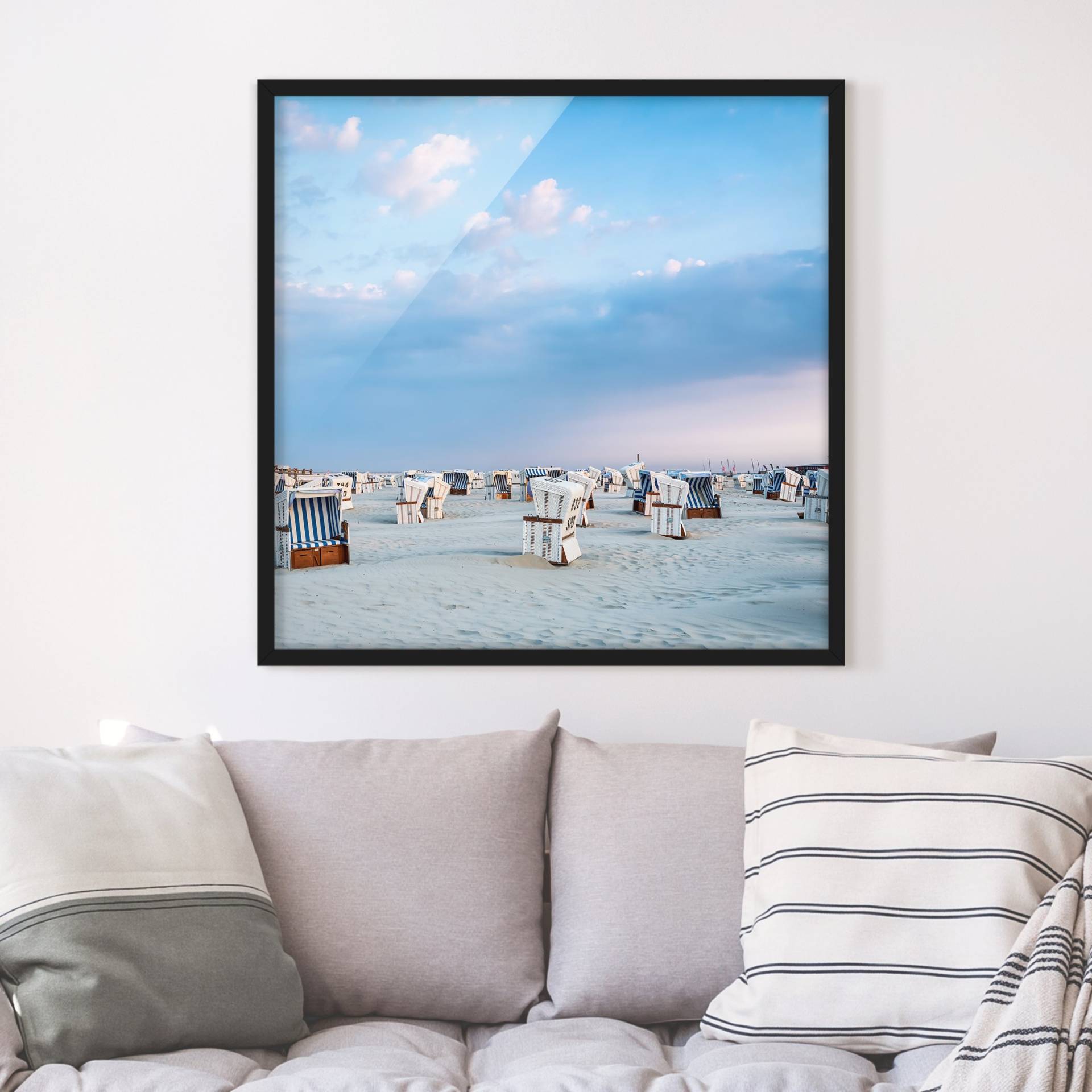 Bild mit Rahmen Strandkörbe an der Nordsee
