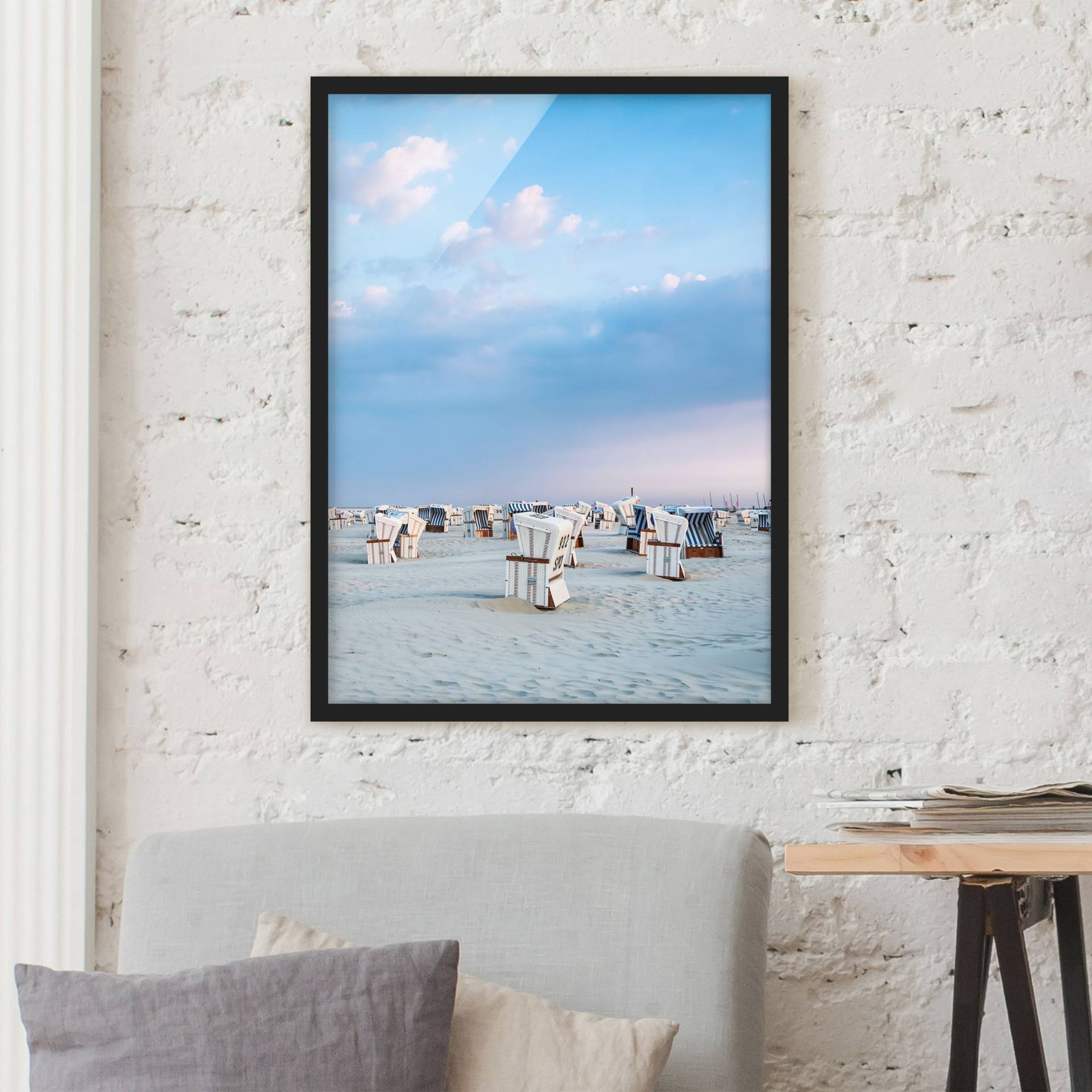 Bild mit Rahmen Strandkörbe an der Nordsee