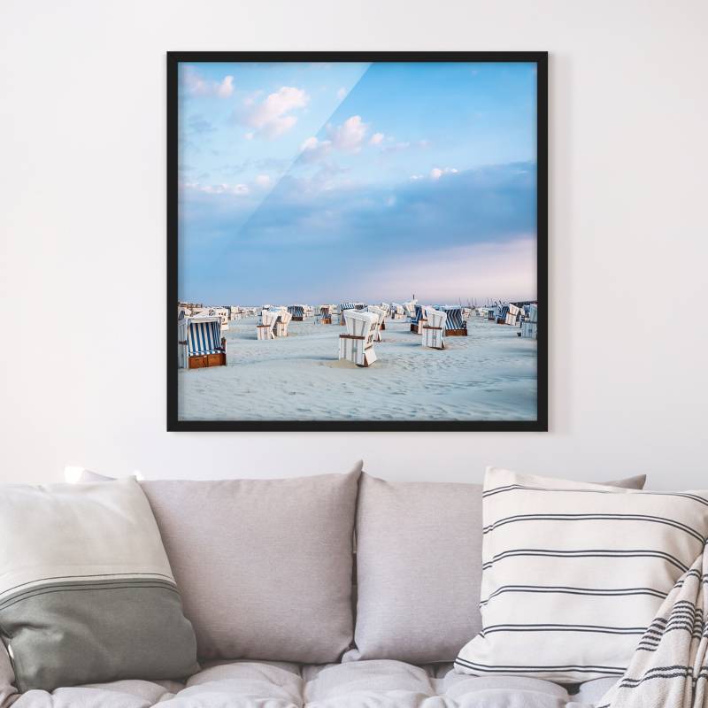 Bild mit Rahmen Strandkörbe an der Nordsee
